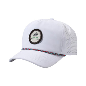 Design 5 Panel Unstructured Laser Perforated Rope Hat With Custom Woven Patch