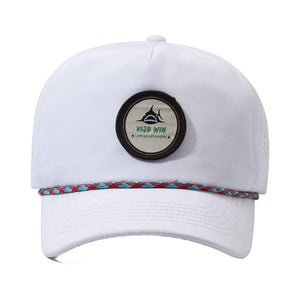 Design 5 Panel Unstructured Laser Perforated Rope Hat With Custom Woven Patch