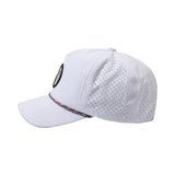 Design 5 Panel Unstructured Laser Perforated Rope Hat With Custom Woven Patch