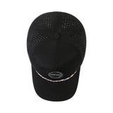 Custom Woven Patch Logo 6 Panel Unstructured Laser Perforated Rope Hat