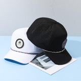 Design 5 Panel Unstructured Laser Perforated Rope Hat With Custom Woven Patch
