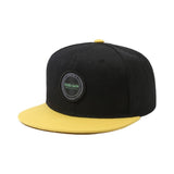 Two-tone Classical 6 Panel Flat Brim Snapback Cap With Custom Woven Patch