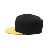 Two-tone Classical 6 Panel Flat Brim Snapback Cap With Custom Woven Patch