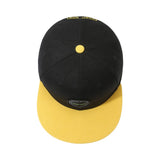 Two-tone Classical 6 Panel Flat Brim Snapback Cap With Custom Woven Patch