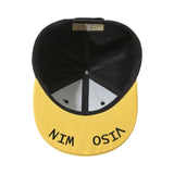 Two-tone Classical 6 Panel Flat Brim Snapback Cap With Custom Woven Patch