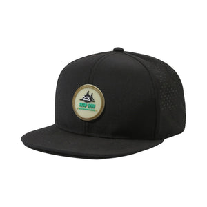 6 Panel Flat Brim Laser Perforated Sport Cap With Custom Rubber Patch Logo