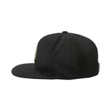6 Panel Flat Brim Laser Perforated Sport Cap With Custom Rubber Patch Logo