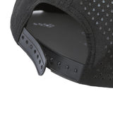6 Panel Flat Brim Laser Perforated Sport Cap With Custom Rubber Patch Logo