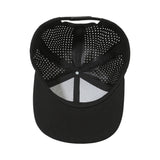 6 Panel Flat Brim Laser Perforated Sport Cap With Custom Rubber Patch Logo
