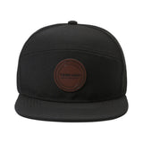 New Design Multi-panel Flat Brim Laser Perforated Sport Cap With Leather Patch Logo