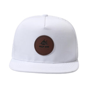 Custom Leather Patch Logo 5 Panel Laser Cut Holes Perforated Sport Cap