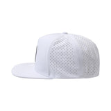 Custom Leather Patch Logo 5 Panel Laser Cut Holes Perforated Sport Cap