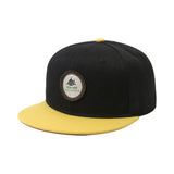 Two-tone Classical 6 Panel Flat Brim Snapback Cap With Custom Woven Patch