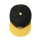 Two-tone Classical 6 Panel Flat Brim Snapback Cap With Custom Woven Patch